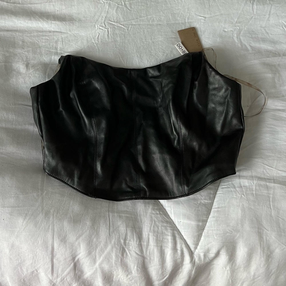 Black leather corset top